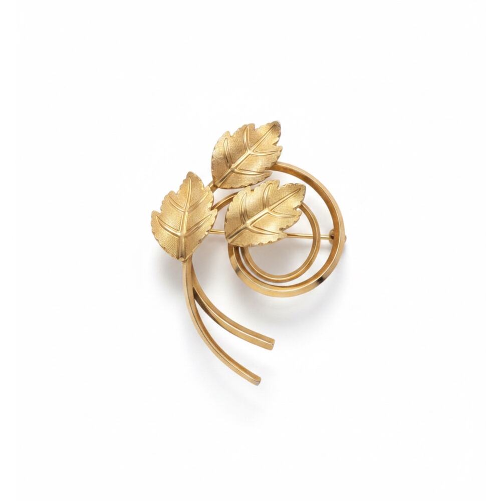 Vintage A&Z 1/20 12K Gold Filled Atomic Leaf Brooch Mid Century Modern
